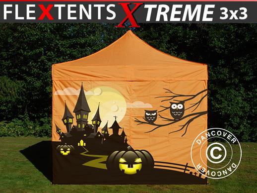 Faltzelt FleXtents Xtreme 50 mit vollflächigem Digitaldruck, 3x3m, mit 4 Seitenwänden