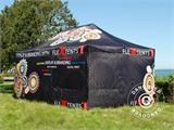 Faltzelt FleXtents Xtreme 50 mit vollflächigem Digitaldruck, 4x6m, mit 4 Seitenwänden