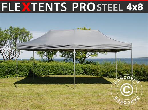 Tente pliante FleXtents PRO Steel 4x8m Gris