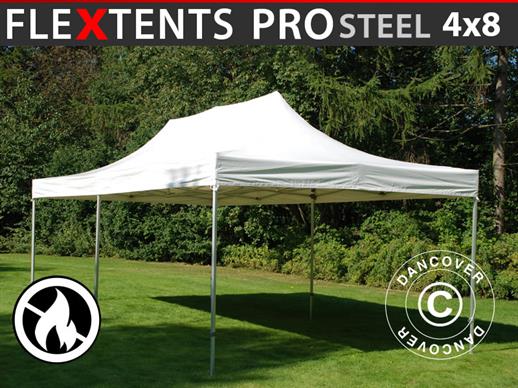 Quick-up telt FleXtents PRO Steel 4x8m Hvit, Flammehemmende