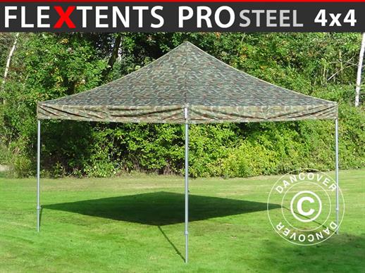 Vouwtent/Easy up tent FleXtents PRO Steel 4x4m Camouflage/Militair