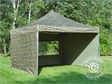 Pop up gazebo FleXtents PRO Steel 4x4 m Camouflage/Military, incl. 4 sidewalls