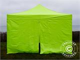 Vouwtent/Easy up tent FleXtents PRO Steel 4x4m Neon geel/groen, inkl. 4 Zijwanden