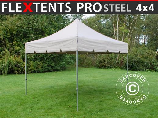 Vouwtent/Easy up tent FleXtents PRO Steel "Peaked" 4x4m Latte