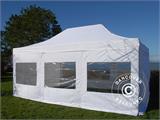 Vouwtent/Easy up tent FleXtents PRO Steel 4x6m Wit, Vlamvertragende, inkl. 8 Zijwanden