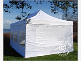 Faltzelt FleXtents PRO Steel 4x6m Weiß, Flammenhemmend, mit 8 Seitenwänden