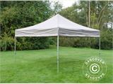 Vouwtent/Easy up tent FleXtents PRO Steel 4x4m Latte, inkl. 4 decoratieve gordijnen