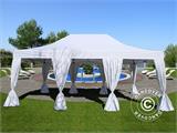 Tente Pliante FleXtents PRO Steel 4x6m Blanc, avec 8 rideaux décoratifs
