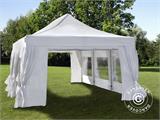 Saliekamā nojume FleXtents PRO Steel 4x6m Balts, ar 8 sānu sienām & dekoratīvie aizkari