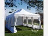 Carpa plegable FleXtents PRO Steel 4x6m Blanco, incl. 8 lados & cortinas decorativas