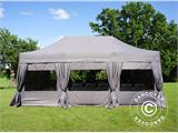 Gazebo pieghevole FleXtents PRO Steel 4x6m Latte, incl. 8 fianchi & tendaggi decorativi