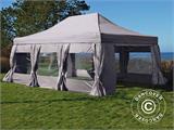 Gazebo pieghevole FleXtents PRO Steel 4x6m Latte, incl. 8 fianchi & tendaggi decorativi