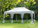 Gazebo pieghevole FleXtents PRO Steel 4x6m Latte, incl. 8 fianchi & tendaggi decorativi