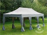 Tenda Dobrável FleXtents PRO Steel 4x6m Latte, incl. 8 paredes laterais & cortinas decorativas