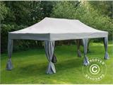 Vouwtent/Easy up tent FleXtents PRO Steel 4x8m Latte, inkl. 6 decoratieve gordijnen