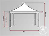 Tente Pliante FleXtents PRO Steel "Peaked" 4x8m Latte, avec 6 rideaux decoratifs