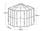 Orangeri/drivhus glas, sekskantet 8,42m², 3,12x3,6x2,42m, Sort