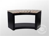Curved bench with wood storage, 37.8x90.2x48 cm, Black/Wood