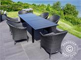 Table de jardin avec rallonges Key West, 180/240x95x76cm, noir