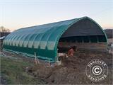 Tente de stockage/tunnel agricole 9x15x4,42m, PVC, Blanc/Gris