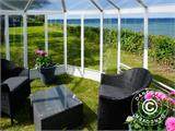 Serre orangerie en polycarbonate 6,96m², 2,41x3,3x2,58m, Blanc