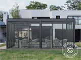 Bioklimatischer Pergola-Pavillon San Pablo mit Schiebetüren, 3x5,8m, Schwarz