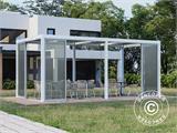 Pergola bioclimatique San Pablo avec portes coulissantes, 4x5,8m, Blanc