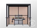 Pergola fermée pour barbecue San Juan, 2,5x1,5x2,3m, Noir/Aspect bois