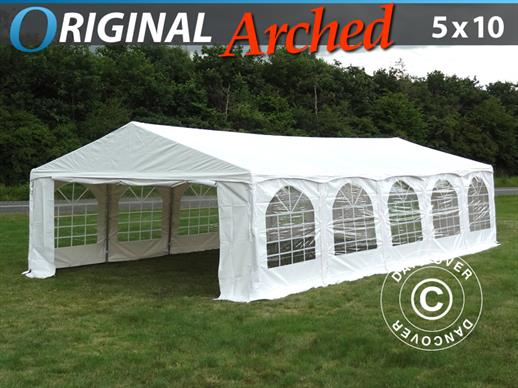 Marquee Original 5x10 m PVC, ARCHED STYLE, White