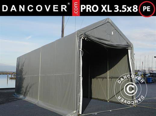 Noliktavas telts PRO XL 3,5x8x3,3x3,94m, PE, Pelēks