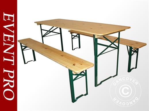 Medinio stalo ir suolo rinkinys PRO 180x60x78cm, Šviesi mediena