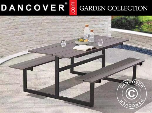 Picnic table, nonwood, 1.75x1.5 m, Black/Anthracite