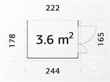Koka piebūves tipa šķūnis, 1,65x2,22x2,1m, 3,6m², Dabīgs