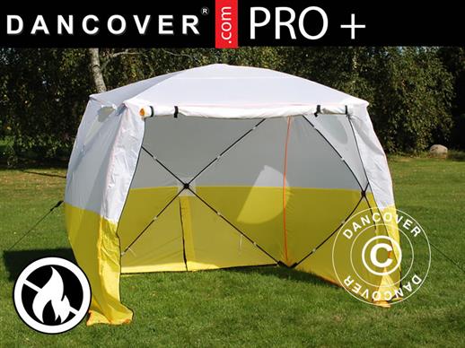 Carpa de trabajo FleXshelter PRO+, 1,8x1,8x2m, PVC, Ignífuga, Amarilla/Blanca                       