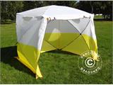 Carpa de trabajo FleXshelter PRO+, 1,8x1,8x2m, PVC, Ignífuga, Amarilla/Blanca                       