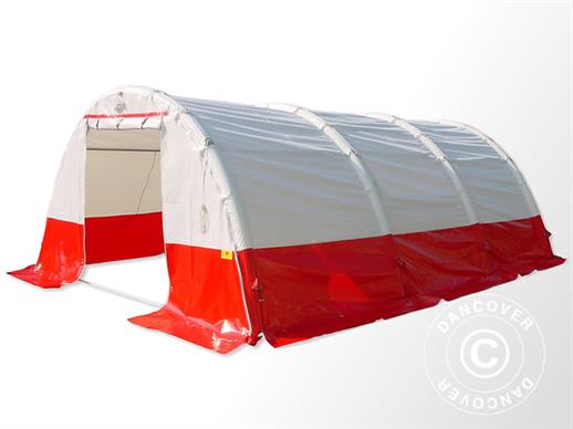 Piepūšamā arkveida Medicīnas & Ārkārtas palīdzības telts FleXshelter PRO, 5,5x4m, Balta/Sarkana
